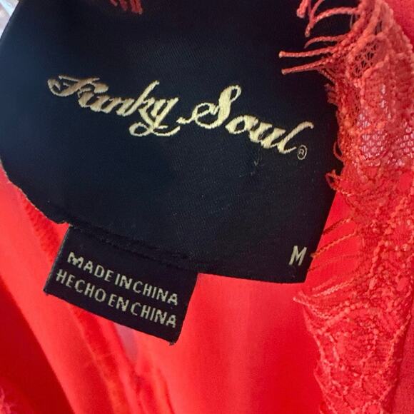 Funky Soul red romper Christmas holiday SzM open back - Picture 9 of 9